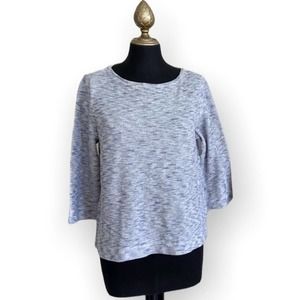 J. Jill pureJill Sweater Blue White Knit Quarter Sleeve Size Medium